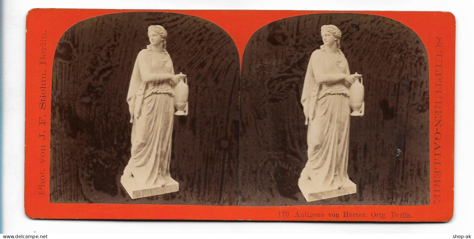 TT0255/ Stereofoto Skulpturen-Gallerie  Antigone J.F.Stiehm, Berlin Ca.1885 - Autres & Non Classés