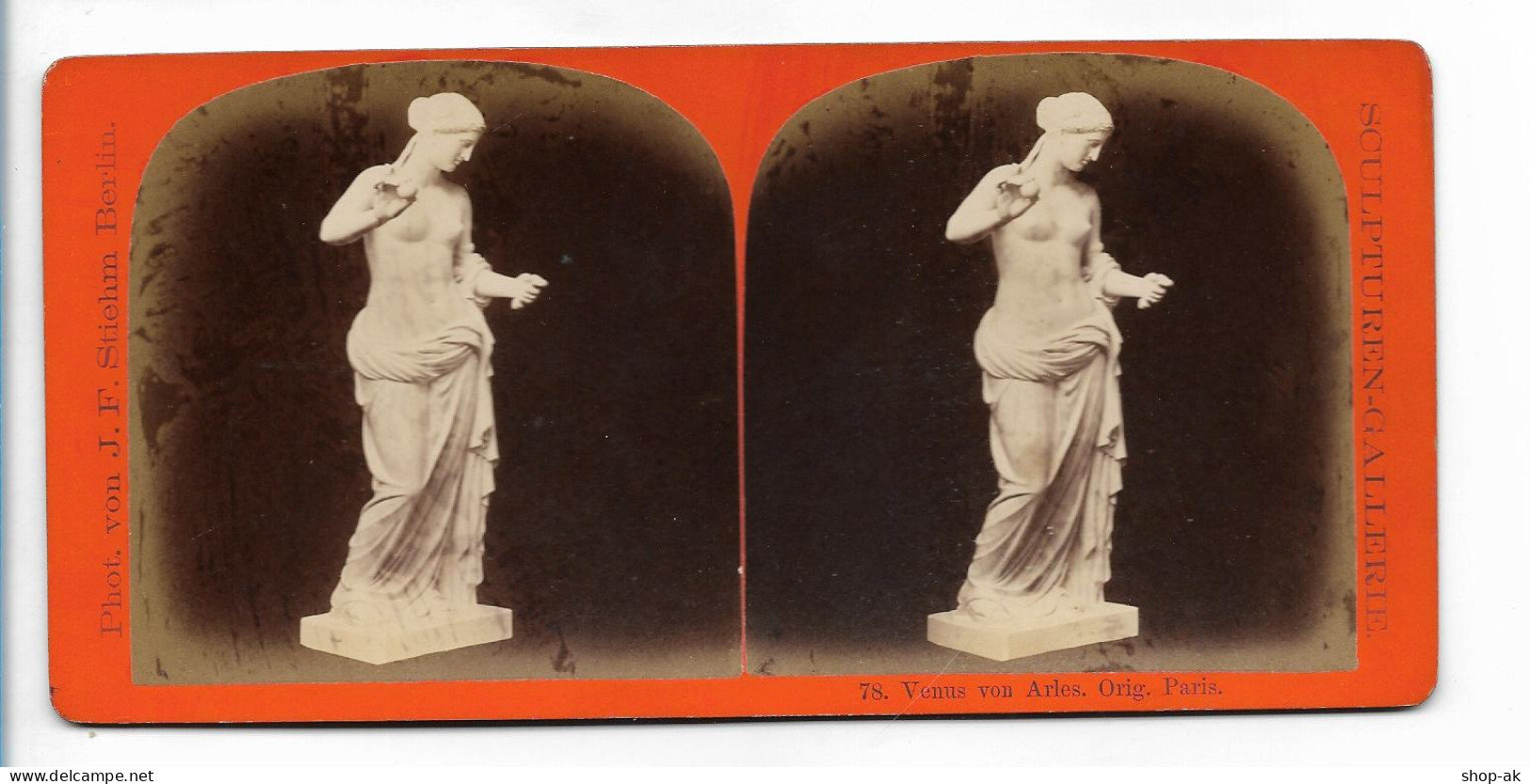 TT0260/ Stereofoto Skulpturen-Gallerie  Venus Von Atles  J.F.Stiehm,  Ca.1885 - Sonstige & Ohne Zuordnung