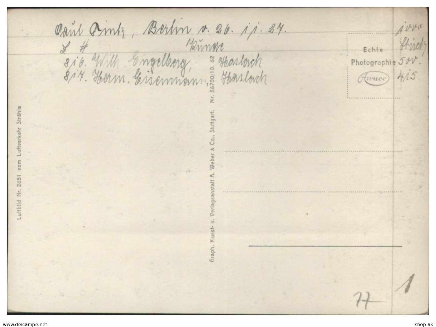 MW14476/ Haslach I. K. Foto AK Seltenes Strähle Lufbild 1927 - Autres & Non Classés