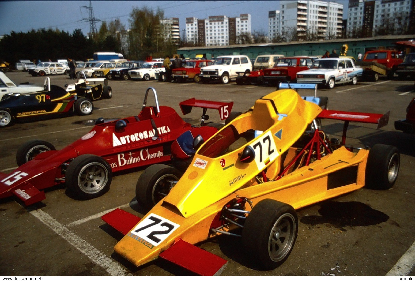 Dia0259/ 6 X DIA Foto Riga 1989 Formel Mondial U. Easter Fahrerlager Autorennen - KFZ