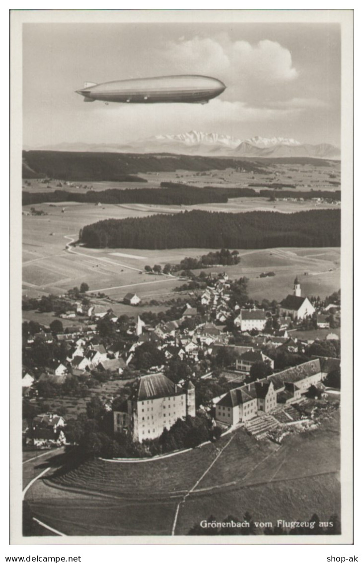 MW25010/ Zeppelin über Grönenbach  Foto AK Seltenes Luftbild  Ca. 1935 - Sonstige & Ohne Zuordnung