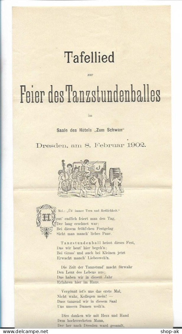 C6364/ Dresden  Tafellied Zum Tanzstundenball Hotel Zum Schwan 1902 Faltblatt  - Zonder Classificatie