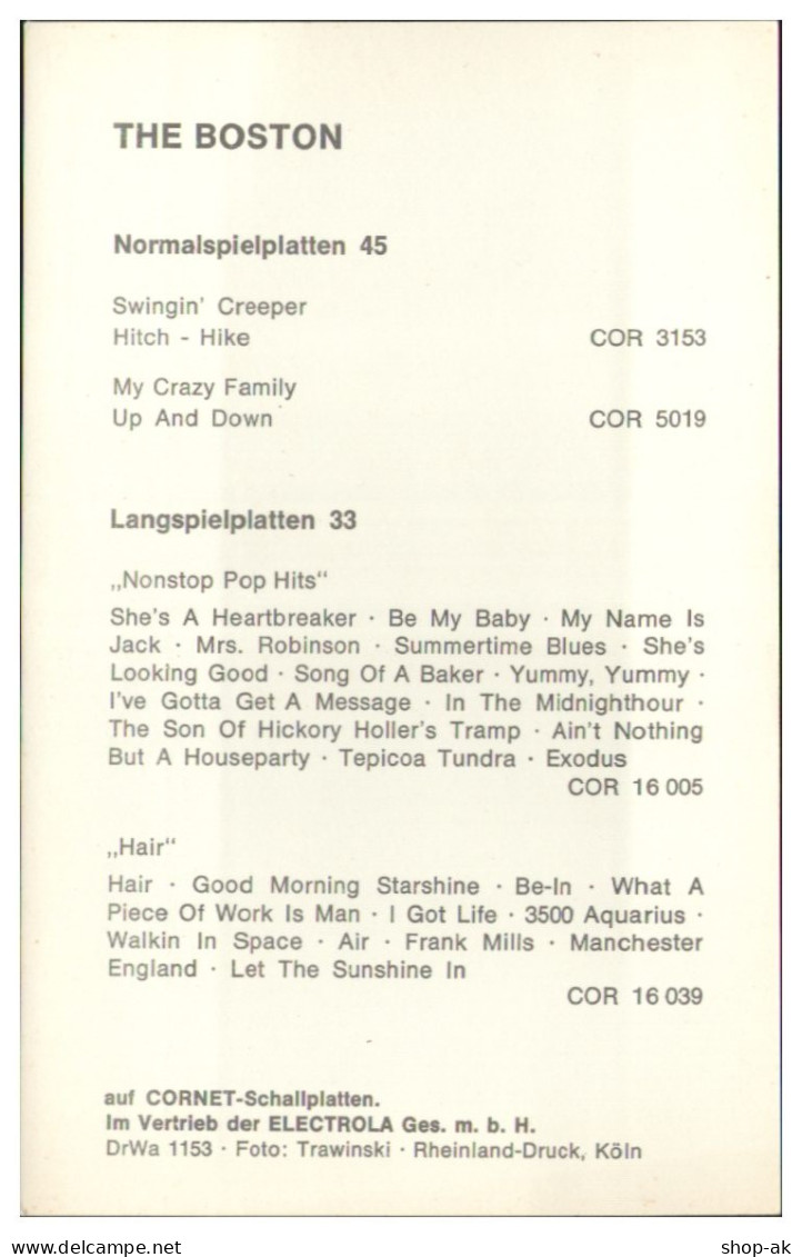 V6197/ The Boston  Beat- Popband Autogrammkarte 60er Jahre - Autres & Non Classés