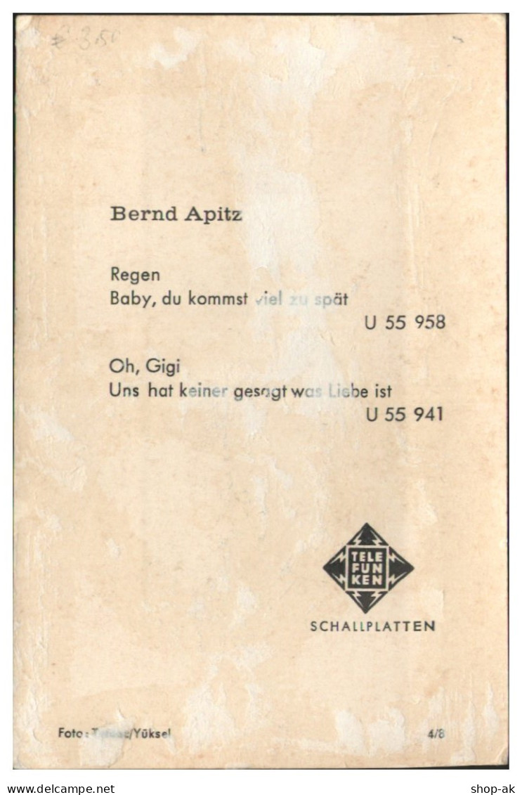 V6235/ Sänger Bernd Apitz Autogramm  Autogrammkarte 60er Jahre - Autografi