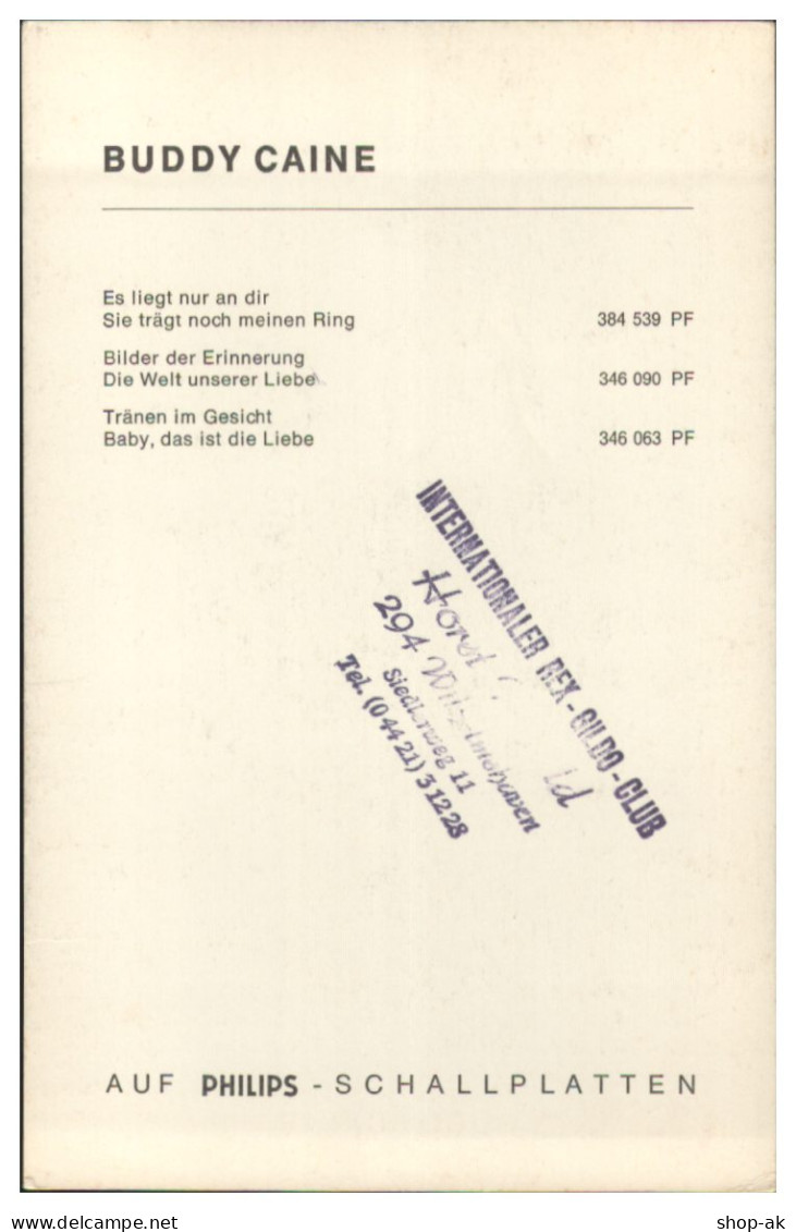 V6236/ Sänger Buddy Caine  Autogramm  Autogrammkarte 60er Jahre - Autogramme