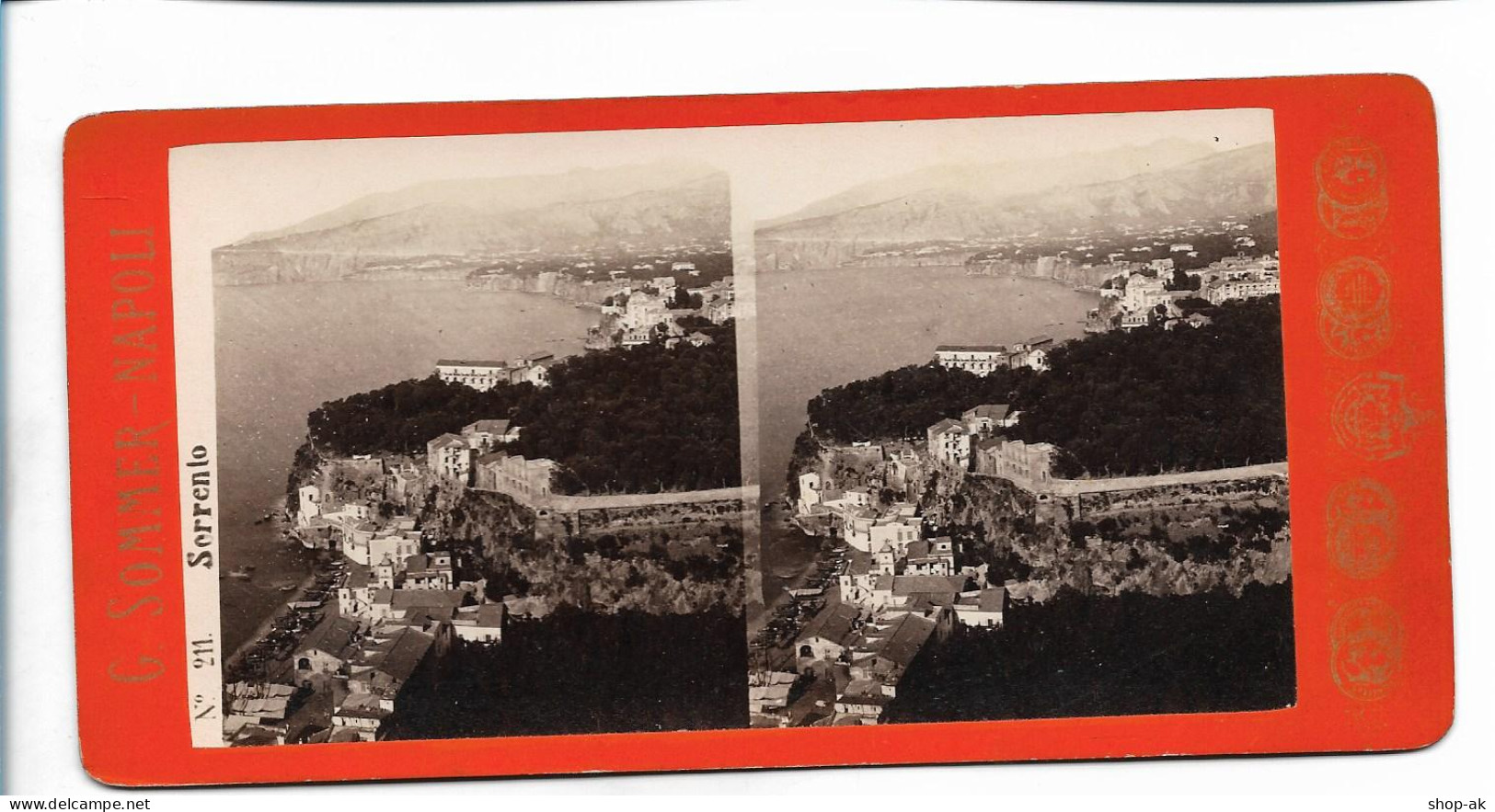 XX19380/ Stereofoto Sorrento Foto  G. Sommer, Napoli Ca.1885 - Sonstige & Ohne Zuordnung