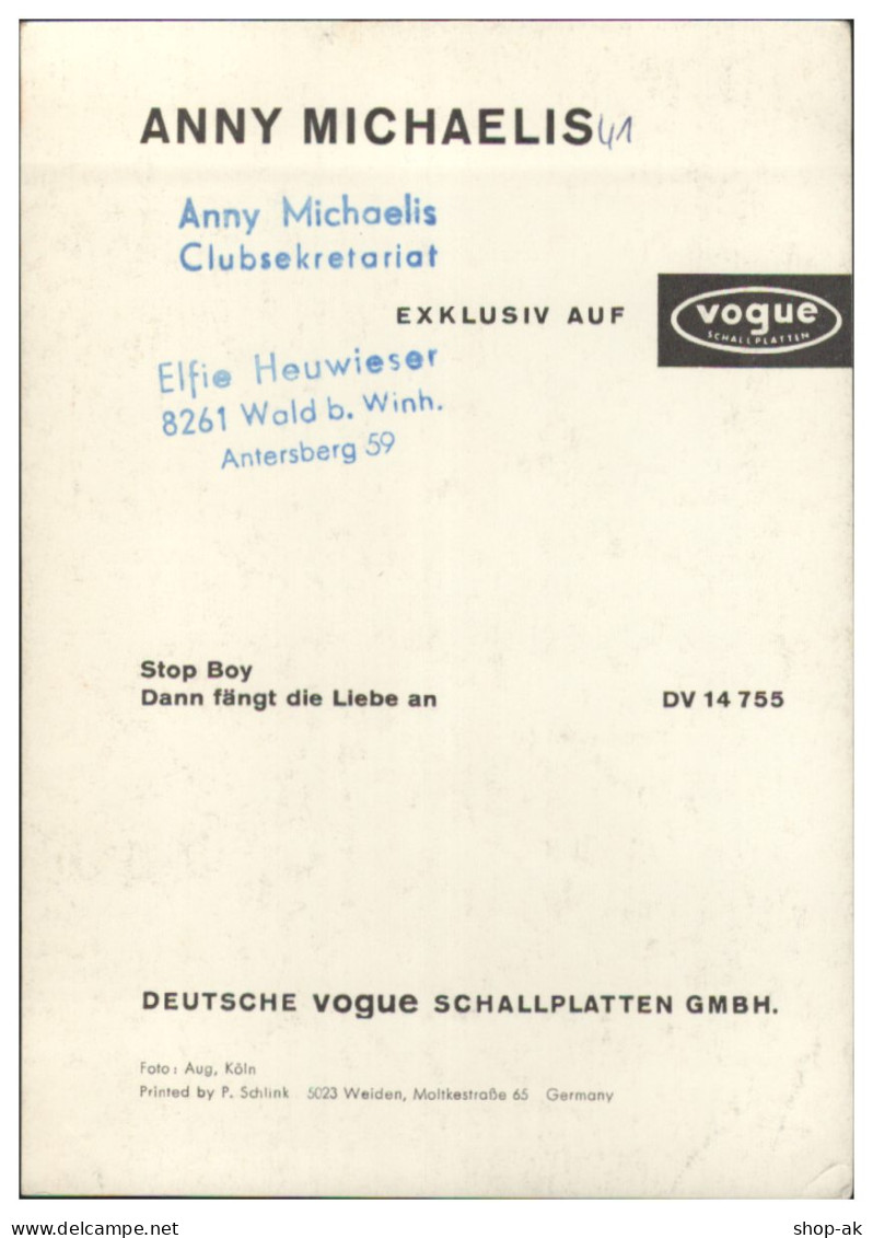 V6248/ Anny Michaelis Sängerin Autogramm  Autogrammkarte 60er Jahre - Autographes