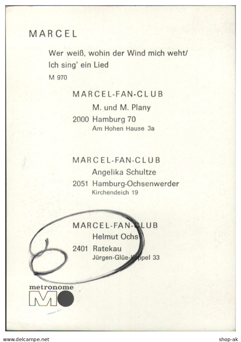 V6250/ Sänger Marcel  Autogramm  Autogrammkarte 60er Jahre - Autographs