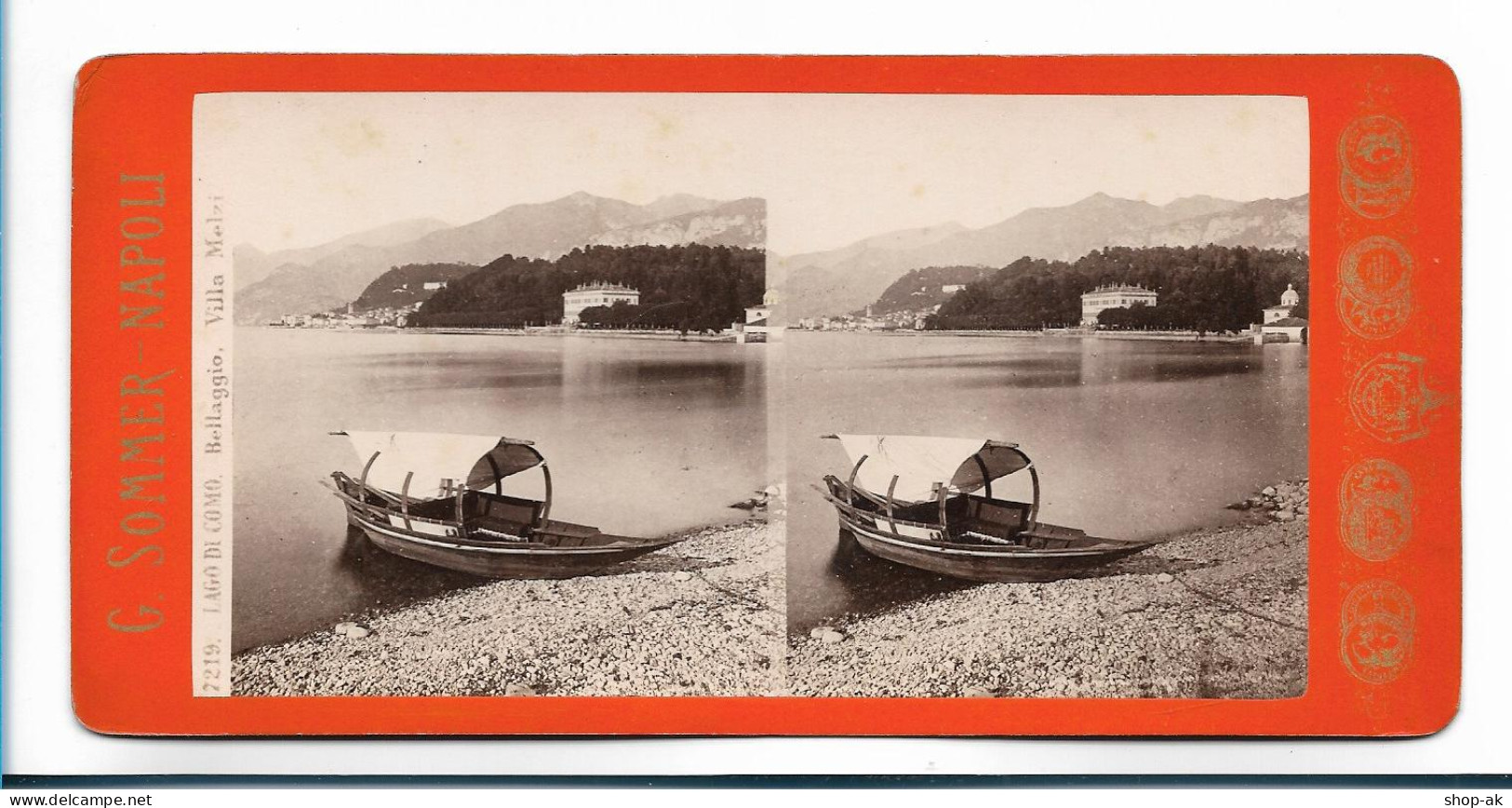 XX19389/ Stereofoto Bellaggio Villa Melzi Foto  G. Sommer, Napoli Ca.1885 - Autres & Non Classés