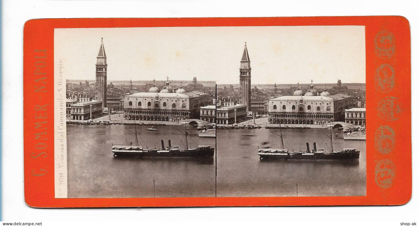 XX19388/ Stereofoto  Venedig Venezia Foto  G. Sommer, Napoli Ca.1885 - Sonstige & Ohne Zuordnung