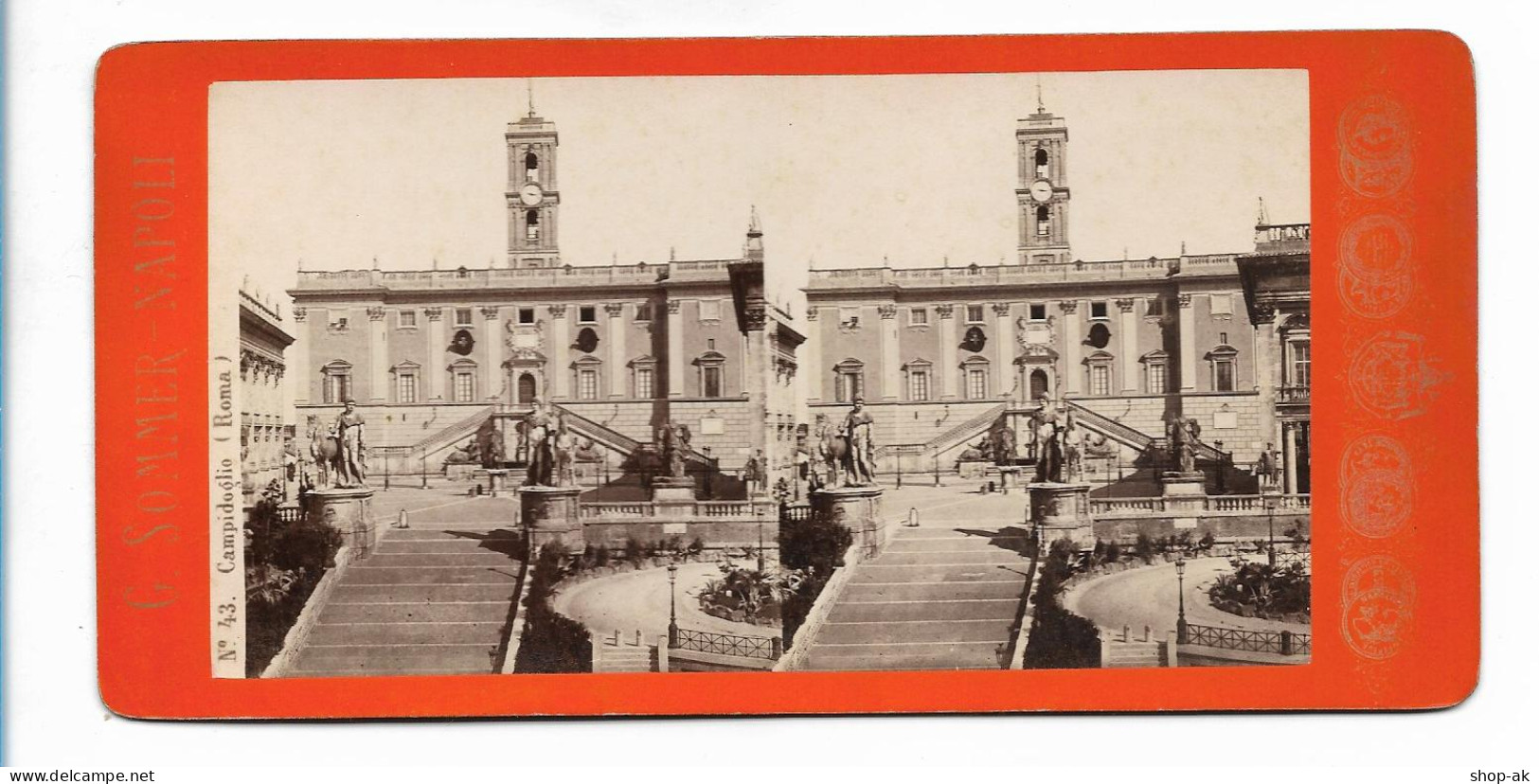 XX19394/ Stereofoto Roma  Campidoglio Foto  G. Sommer, Napoli Ca.1885 - Other & Unclassified
