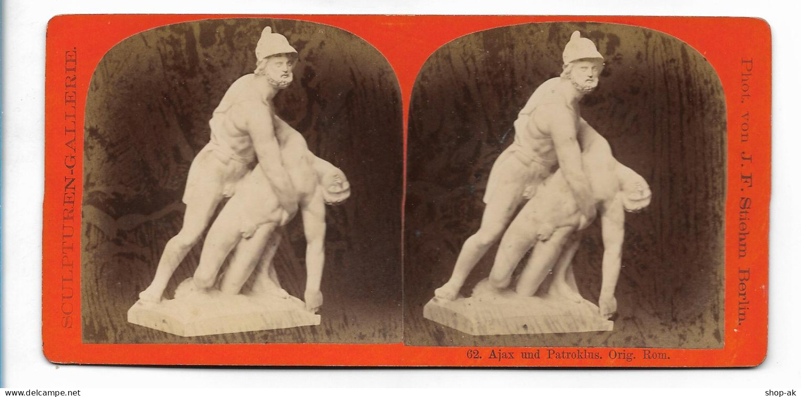 TT0244/ Stereofoto Skulpturen-Gallerie  Ayax U. Patroklus  J.F.Stiehm,  Ca.1885 - Autres & Non Classés