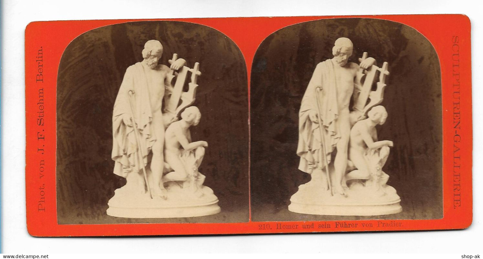 TT0246/ Stereofoto Skulpturen-Gallerie  Homer  J.F.Stiehm, Berlin Ca.1885 - Autres & Non Classés