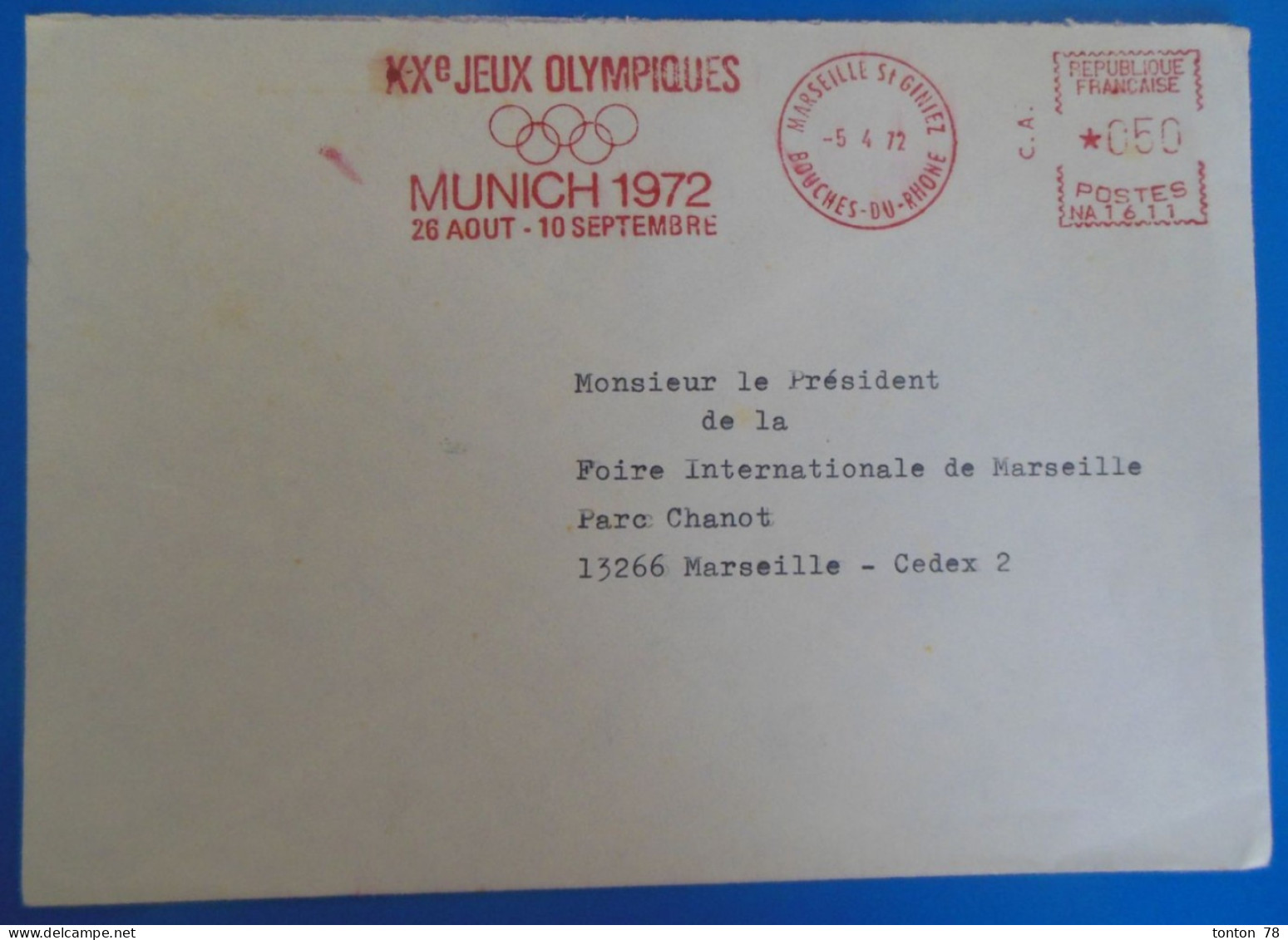 TAMPON SUR LETTRE   -   JEUX OLYMPIQUE DE 1972  -  CHINE - Brieven En Documenten