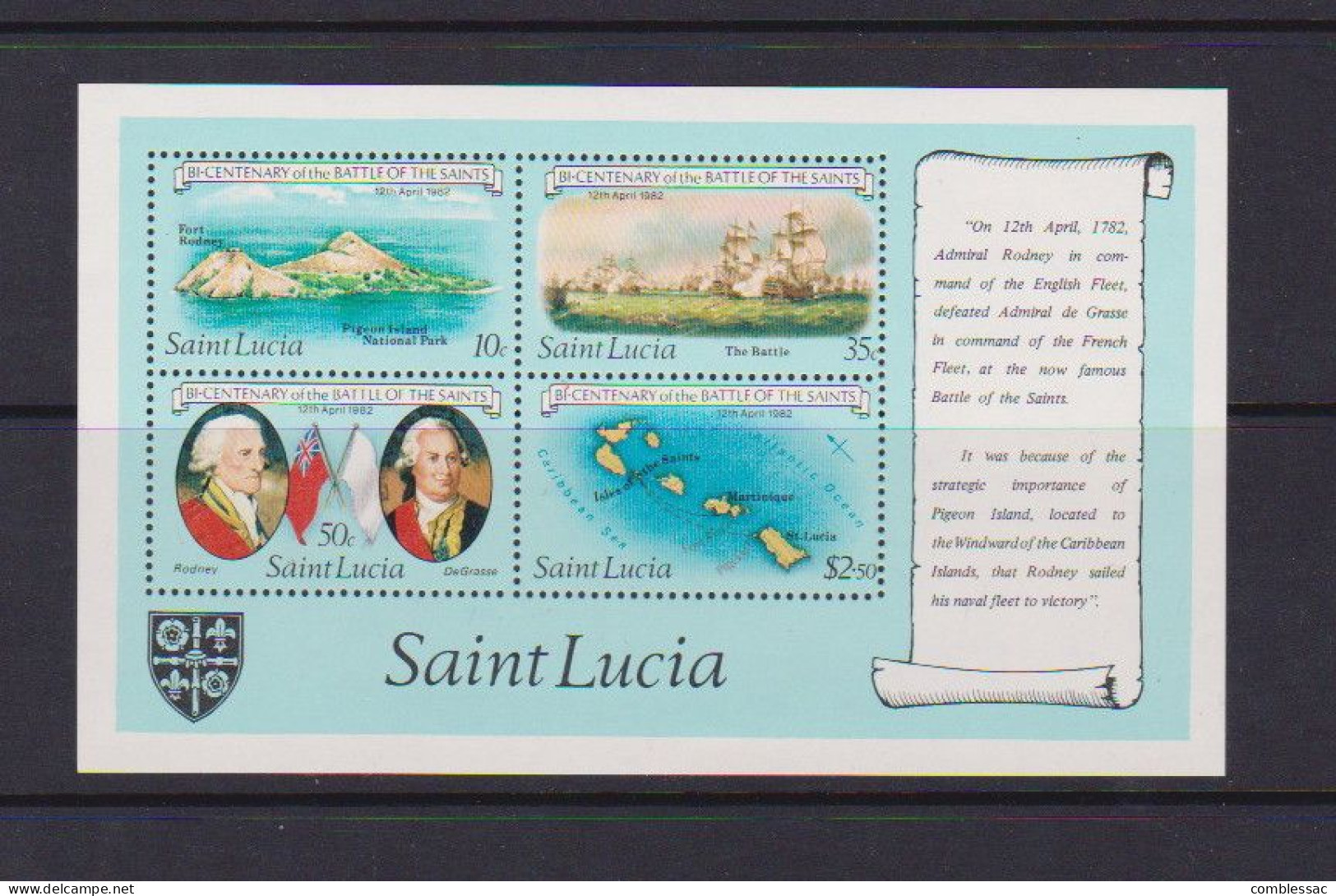 SAINT LUCIA    1982   Bicentenary  Of  Battle  Of  The  Saints      Sheetlet     MNH - St.Lucie (1979-...)