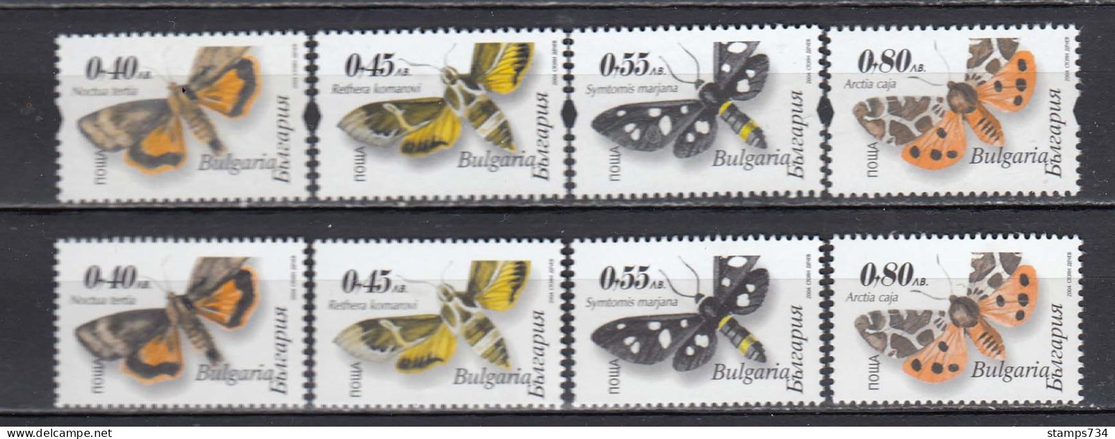 Bulgaria 2004 - Regular Stamps: Butterflies, Papier Normal+fl., Mi-Nr. 4633Ax/36Ax + 4633Cy/36Cy, MNH** - Schmetterlinge