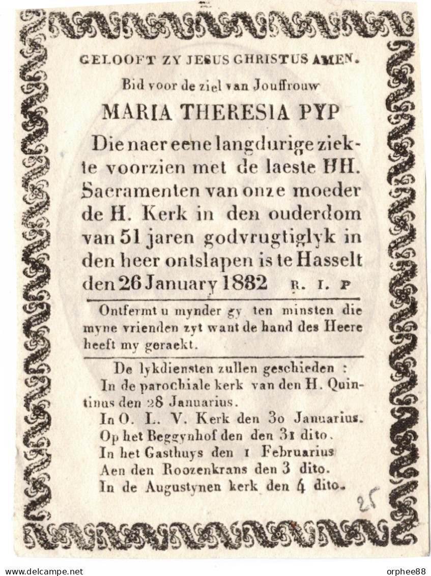 Pyp Maria-Theresia Hasselt 1780-1832 - Todesanzeige