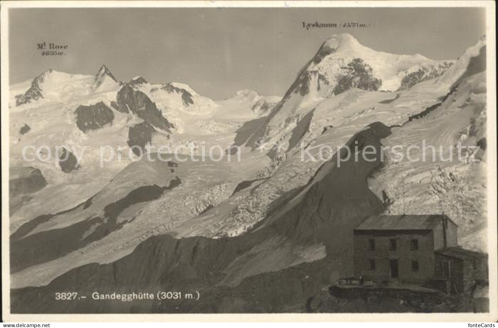 11853316 Gandegghuette Mit Mt Rose Und Lyskamm Gandegghuette - Andere & Zonder Classificatie