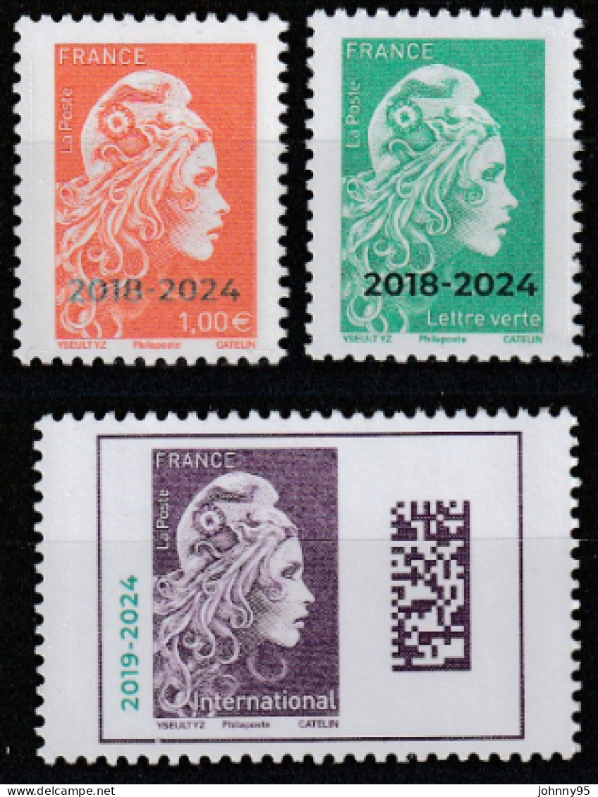 Année 2024 - Marianne L'engagée - 3 Valeurs Surchargées 2018 Et 2019-2024 -  "Philaposte" - 1,00 € - LV - International - 2018-2023 Marianne L'Engagée