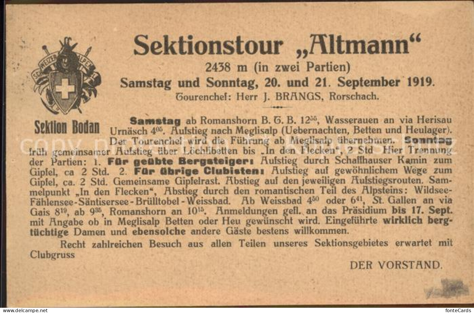 11853186 Kreuzlingen TG Sektion Bodan Sektionstour Altmann Einladung Kreuzlingen - Sonstige & Ohne Zuordnung