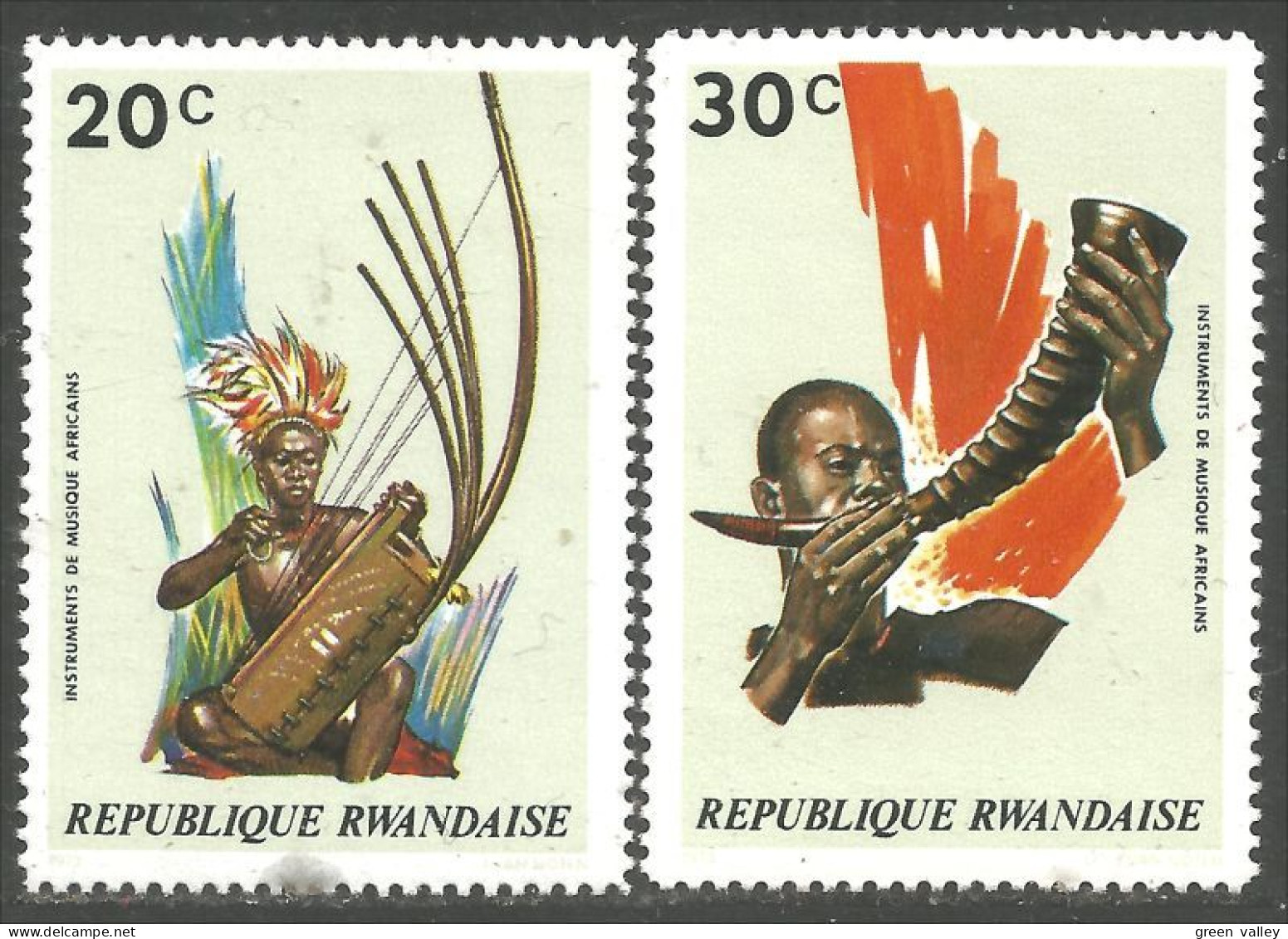 MU-75 Rwanda Cor Horn Harpe Harp Musique Music MNH ** Neuf SC - Musique