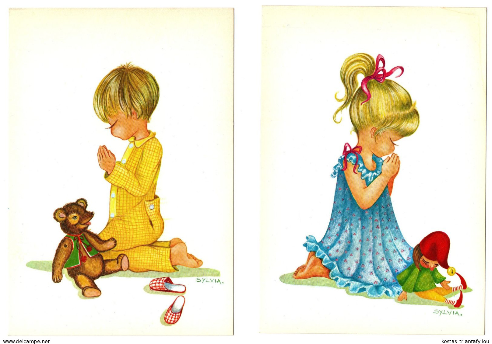 V.S. 9,10 SPAIN, BARCELONA, 4 ILLUSTRATIONS, CHILDREN, SIGNED, SYLVIA - Other & Unclassified