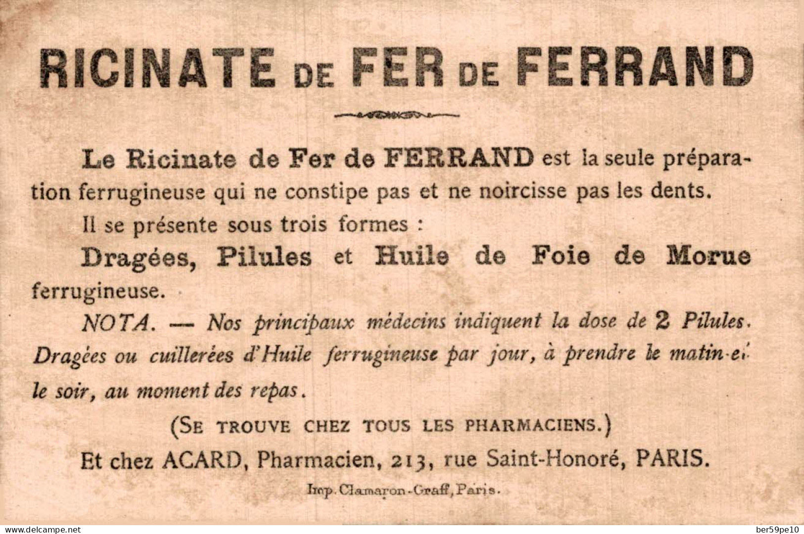 CHROMO RICINATE DE FER DE FERRAND PERRETTE ET LE POT AU LAIT N°2 - Autres & Non Classés