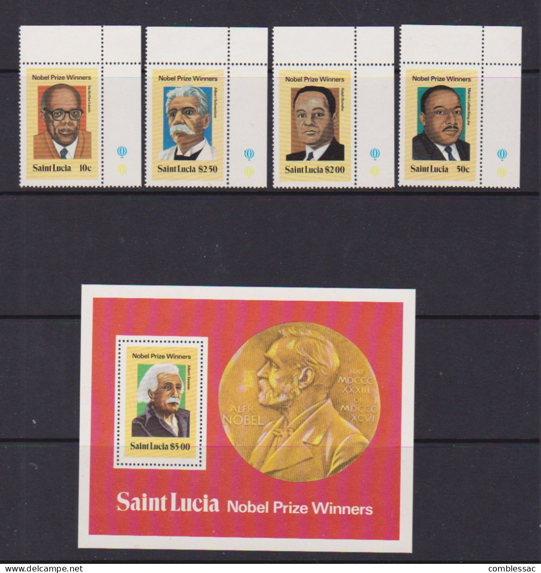 SAINT LUCIA    1980   Nobell  Prize  Winner    Set  Of  4  +  Sheetlet     MNH - St.Lucia (1979-...)