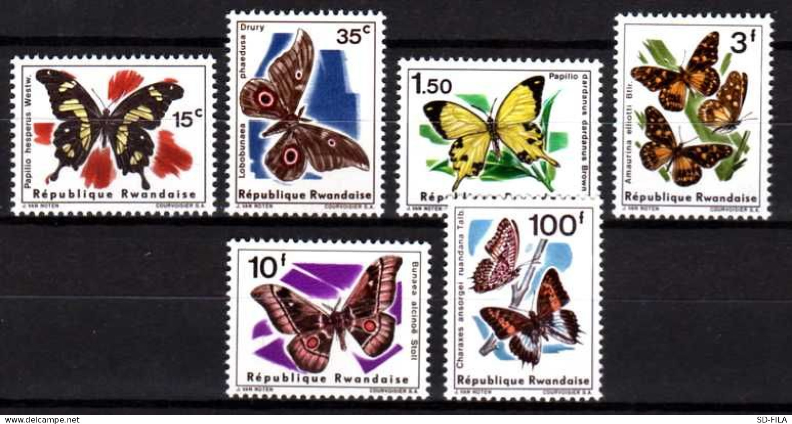 Congo Belge - Belgian Congo - Rwanda 1966 N° 138/143 MNH Butterflies - Papillons  Vlinders C12.00Eu. - Nuovi