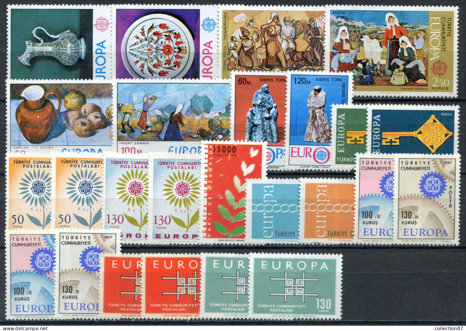 REF093 > TURQUIE < LOT De 25 Valeurs Europa * * Neuf Luxe  MNH * * Cote 40€ - Collections, Lots & Series
