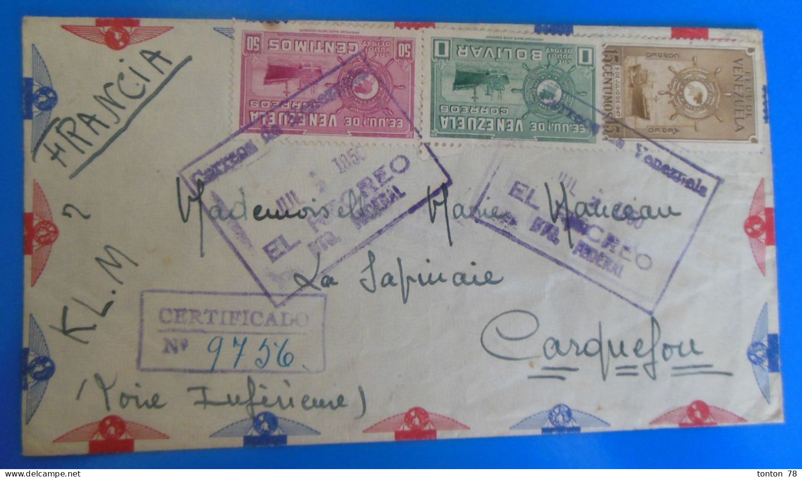 TIMBRE SUR LETTRE   -  VENEZUELA - Venezuela