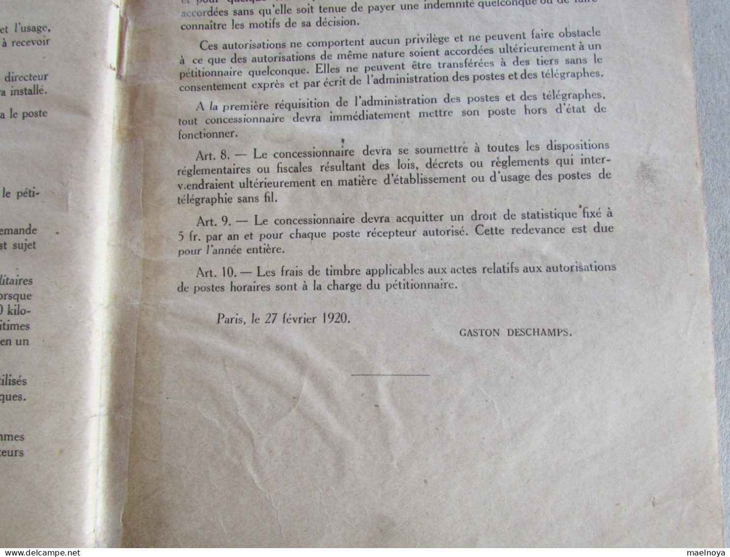 MANUEL TSF ET SERVICES RADIOTELEGRAPHIQUES TOUR EIFEL ET AUTRES 1920