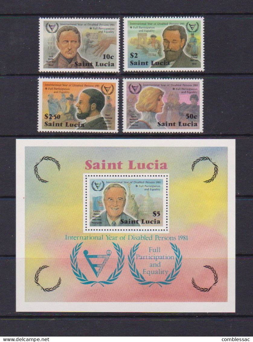 SAINT LUCIA    1981   International  Year  Of  Disabled    Set  Of  4  +  Sheetlet     MNH - St.Lucia (1979-...)