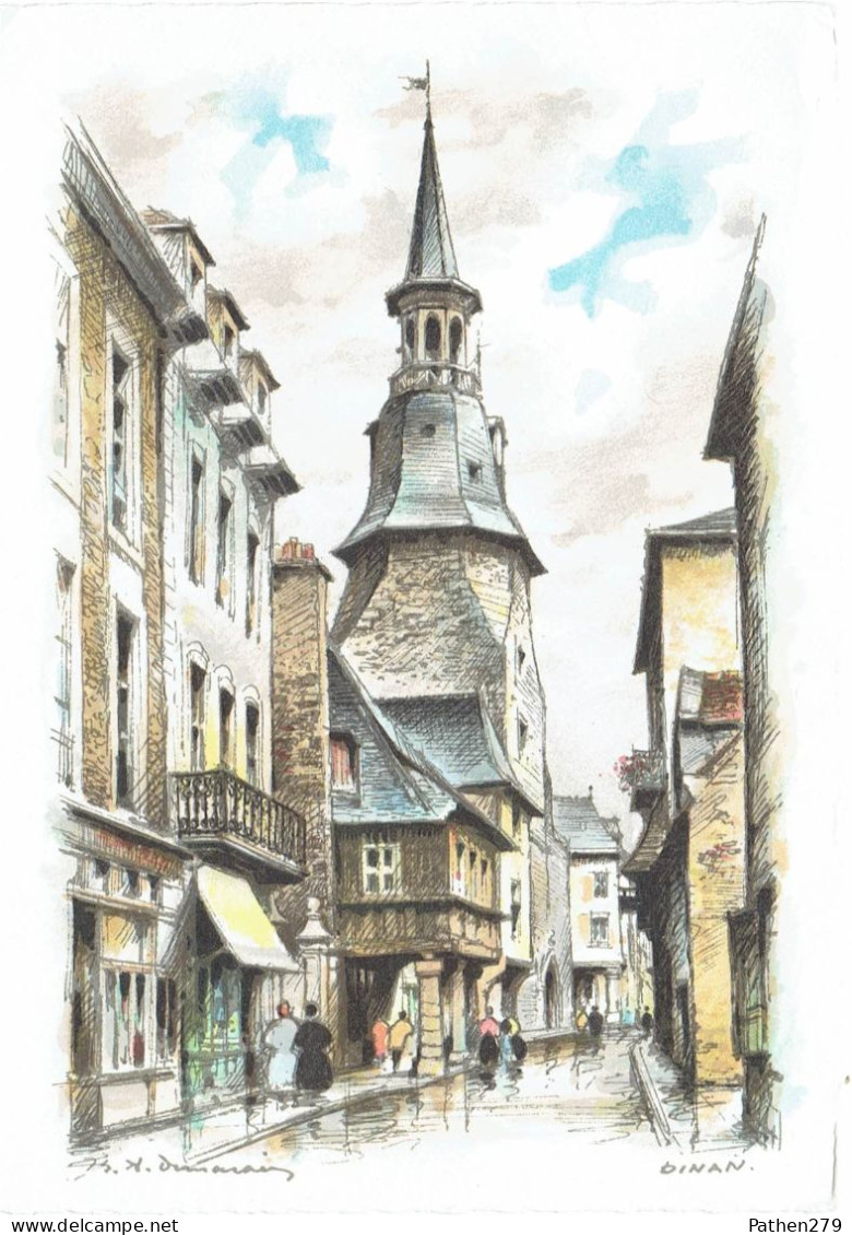 CPSM FRANCE 22 COTE D'ARMOR DINAN - La Rue Et La Tour De L'Horloge  - 1960 - Dinan