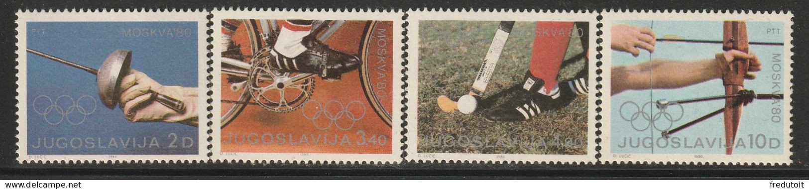 YOUGOSLAVIE- N°1707/10 ** (1980) Jeux Olympiques De Moscou - Ungebraucht