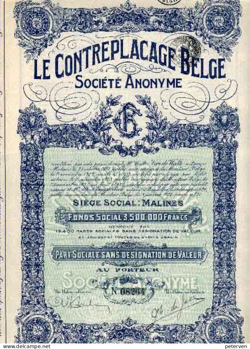LE CONTREPLACAGE BELGE (Malines) - Industrie