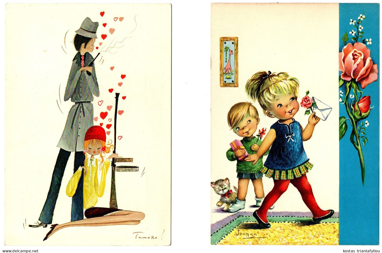 V.S. 14 SPAIN, BARCELONA, 2 ILLUSTRATIONS, CHILDREN, SIGNED JOAQUIN, TAMORO - Sonstige & Ohne Zuordnung