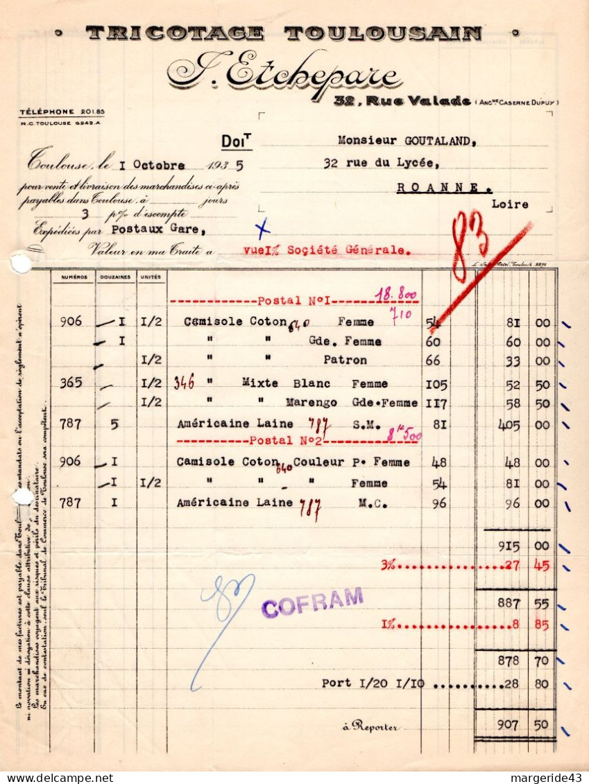 FRANCE LOT DE 85  FACTURES DIVERSES