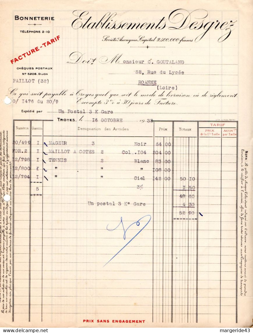 FRANCE LOT DE 85  FACTURES DIVERSES