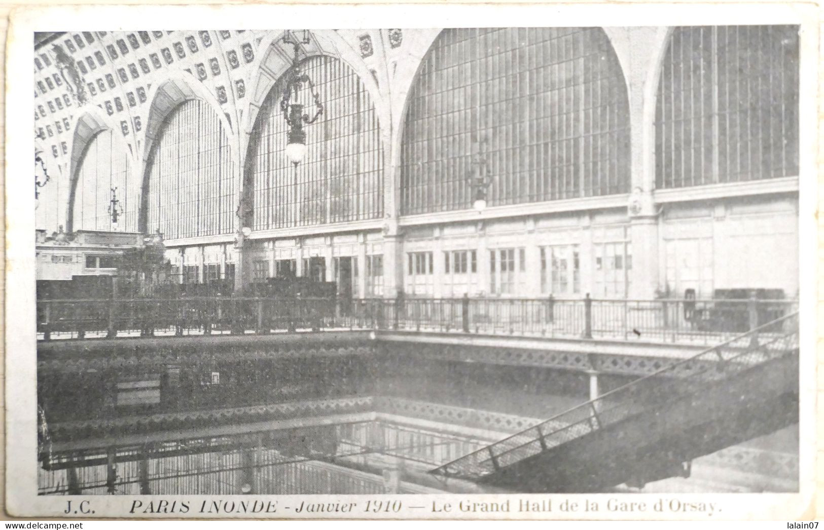 C. P. A. : 75 : PARIS INONDE , Janvier 1910 : Le Grand Hall De La Gare D'Orsay, Postée Le 28 Février 1910 - De Overstroming Van 1910