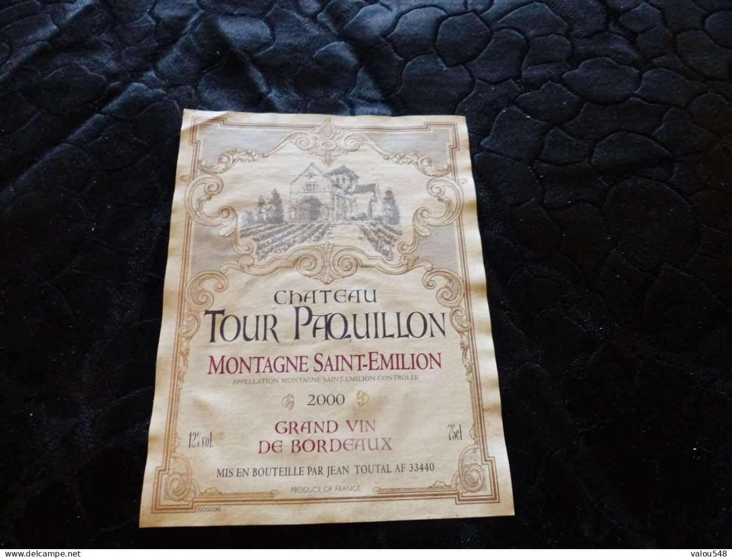 E-55 , Etiquette, Château Tour-Paquillon, Montagne Saint-Emilion 2000 - Bordeaux