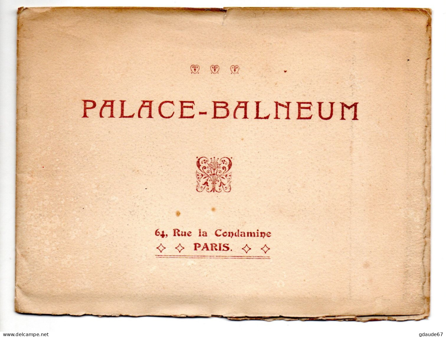 PARIS 17 - PALACE BALNEUM - 64 RUE DE LA CONDAMINE - DEPLIANT PUBLICITAIRE (FORMAT REPLIE ~15.5x11.5cm) - District 17