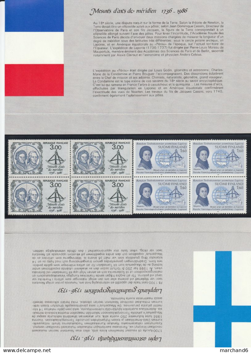 1986 France Finlande Pochette Souvenir N°3 émissions Communes Maupertuis En Laponie  N°2428 Et 966 Neuf ** - Altri & Non Classificati