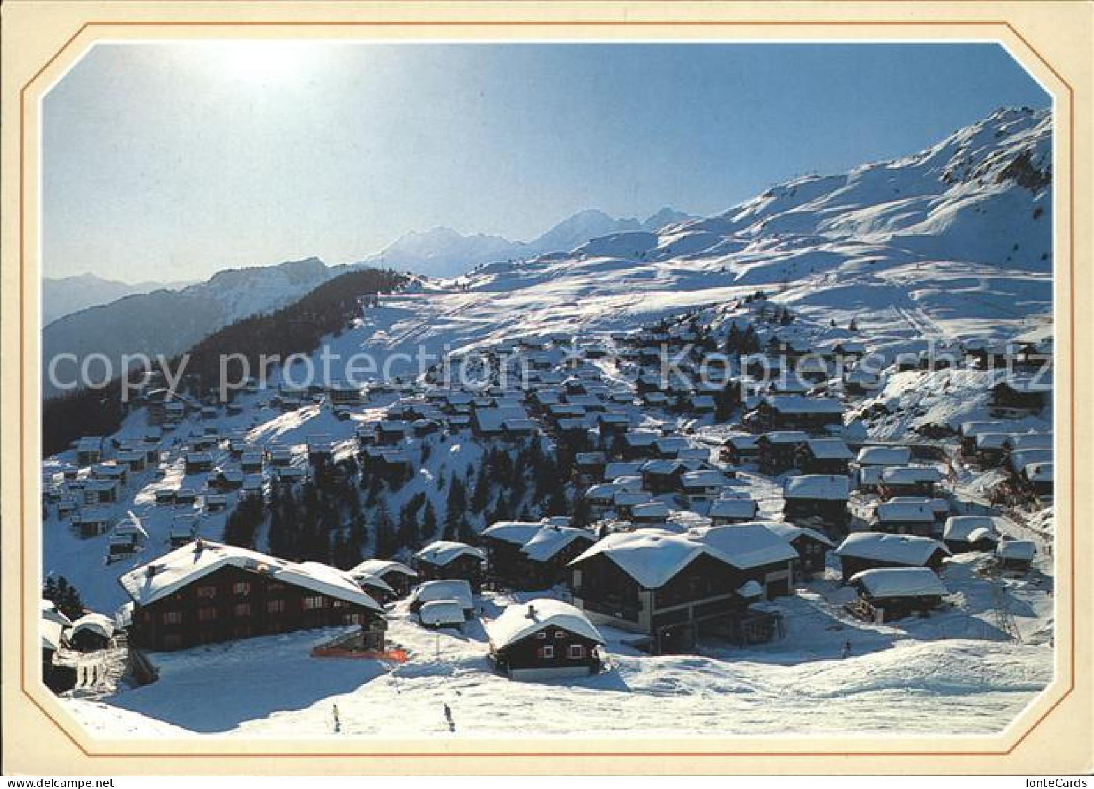 11851967 Bettmeralp VS Ortsansicht Skifahrer Bettmeralp - Sonstige & Ohne Zuordnung