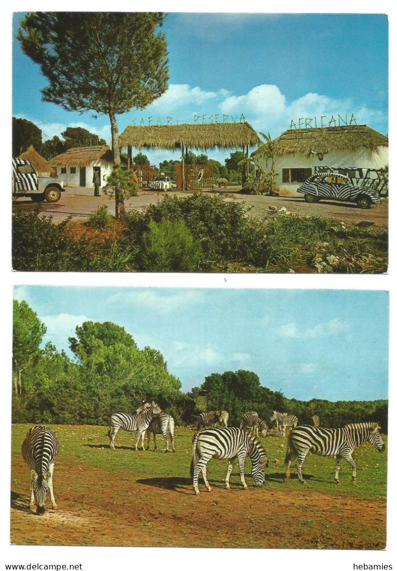 SAFARI RUHE ZOO - ZEBRAS - 2 Postcards Lot - MALLORCA ISLAS BALEARES - SPAIN - - Mallorca