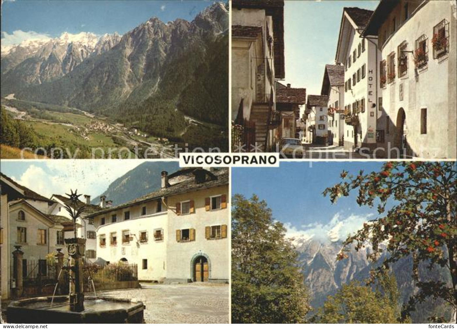 11851837 Vicosoprano Brunnen Hotel Strassenansicht Alpen Vicosoprano - Sonstige & Ohne Zuordnung