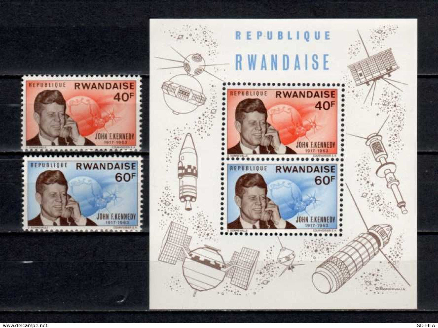 Belgian Congo - Rwanda 1965 N° 126A/127A+BL5 MNH USA President John F Kennedy - Space - Aerospace - Ruimtevaart C22.00Eu - Ongebruikt