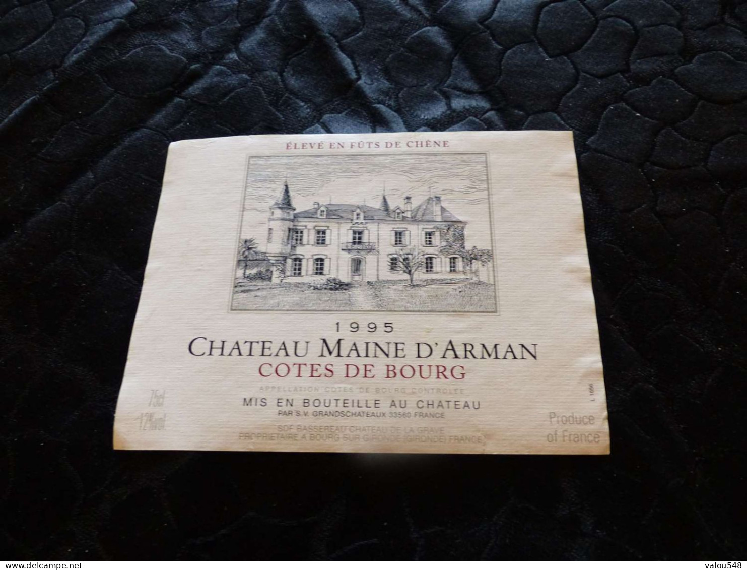 E-60 , Etiquette, Château Maine D'Arman, Côtes De Bourg 1995 - Bordeaux