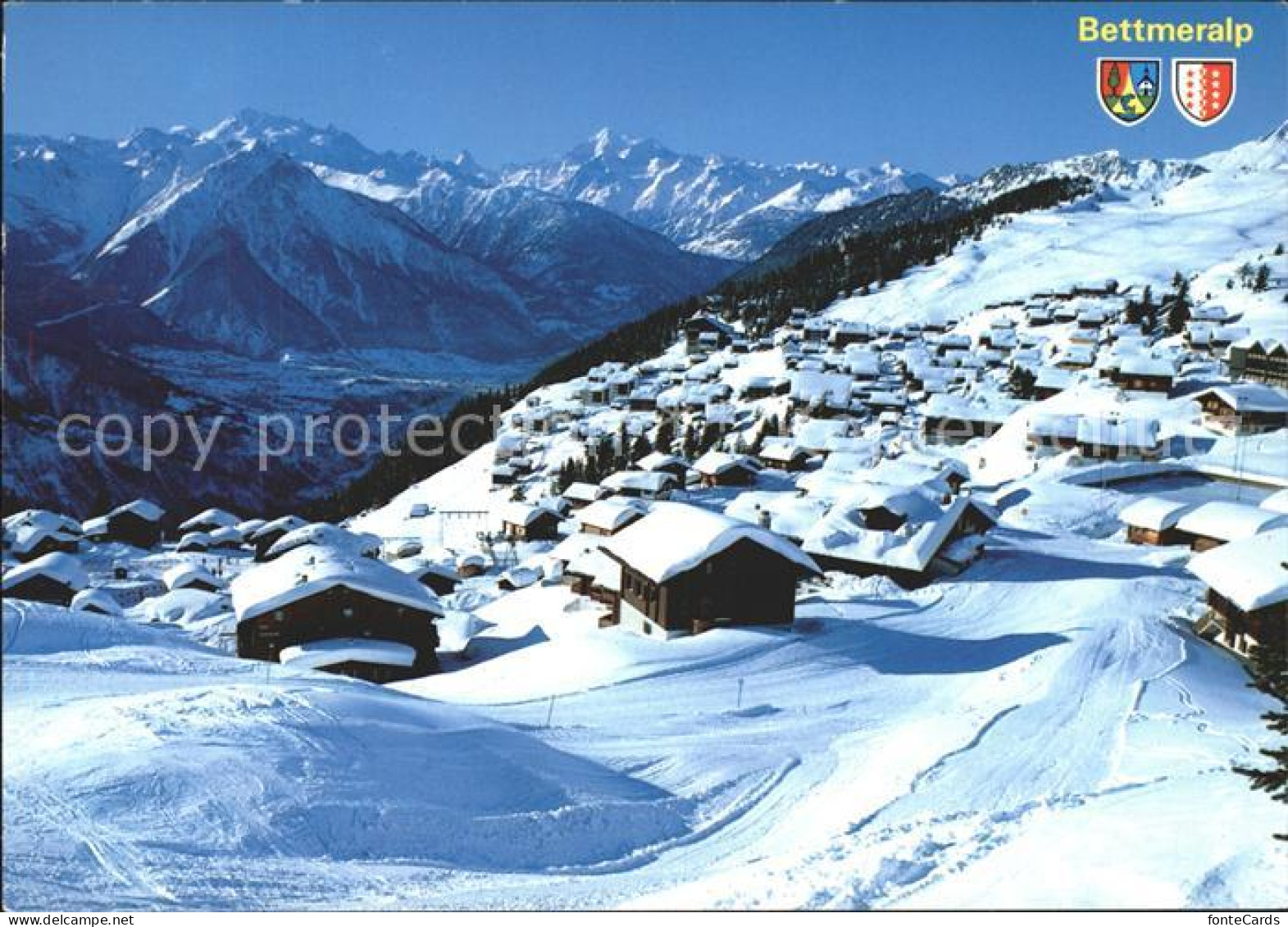 11851586 Bettmeralp VS Dom Matterhorn Weisshorn Skispuren Bettmeralp - Sonstige & Ohne Zuordnung