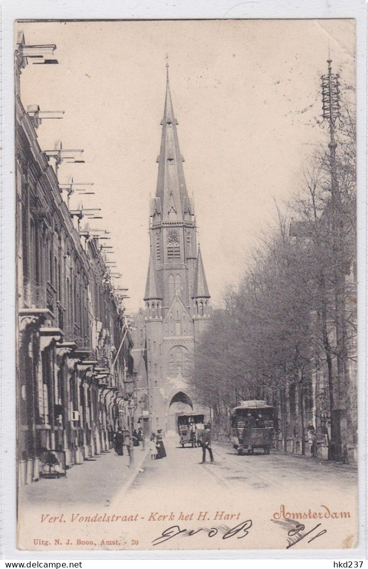 Amsterdam Verlengde Vondelstraat Kerk Het H. Hart Levendig Paardentram Paard En Wagen # 1903     2219 - Amsterdam
